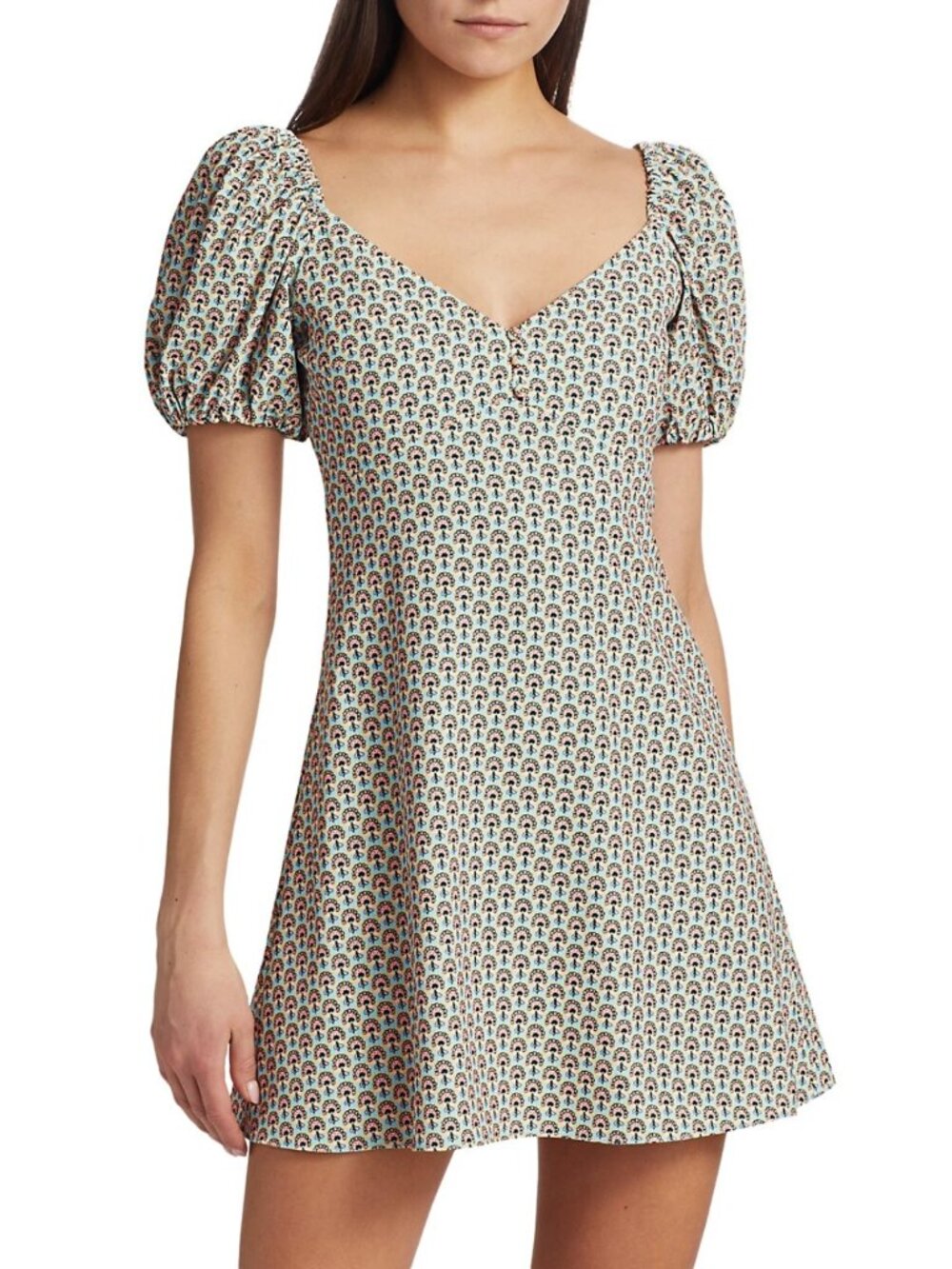 Alice + Olivia 'Dana' Printed Puff-Sleeve Mini-Dress, Solstice Multi